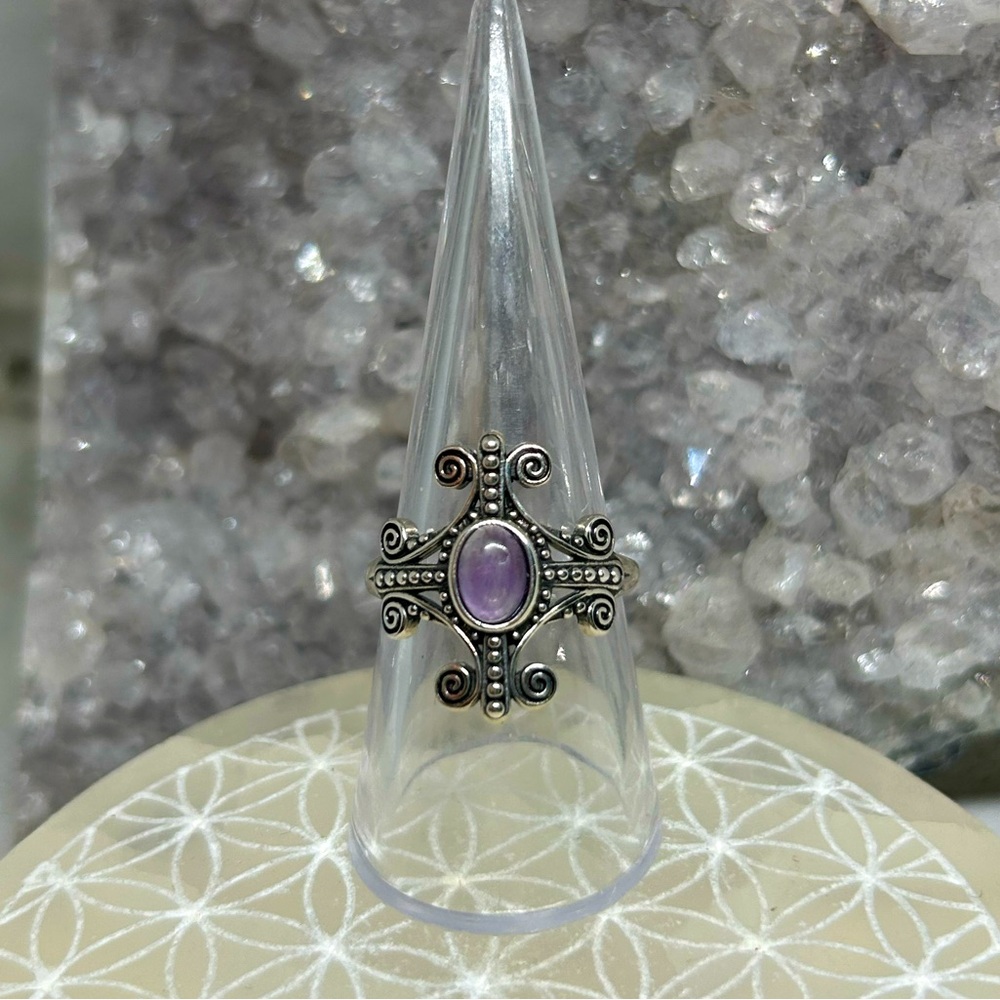 Amethyst Cross Ring 925
